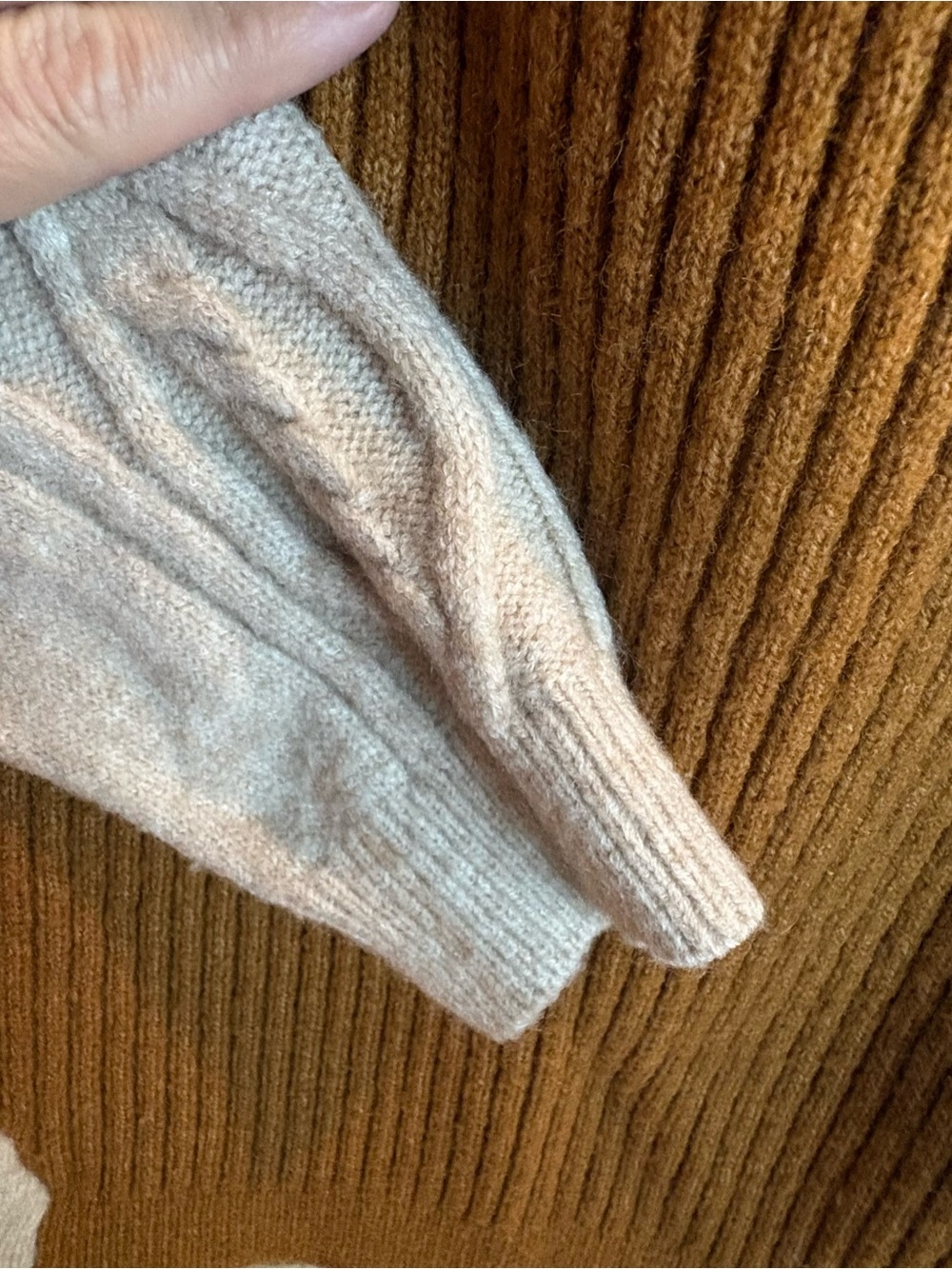 Hem & Thread Rust and Cream Ribbed Colorblock Crewneck Sweater - Picture 4 of 5